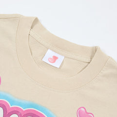 Jellybean Harley-Inspired Graphic Tee | Beige Pink Print