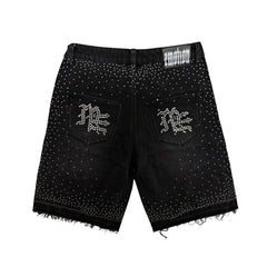 Mixed Emotions Black “ME” Rhinestone Denim Shorts