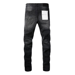 Purple Jeans New Fashion Men Black Jeans Distressed Hole Unique Personality