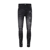 Purple Jeans Designer Jeans Mens Denim Embroidered Pants Fashion Hole Pants Hip Hop Distress Pants Best Seller Latest Version 9039