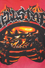 Y2K Gothic Street‑Wear Red Wash Hoodie Drawstring Pullover