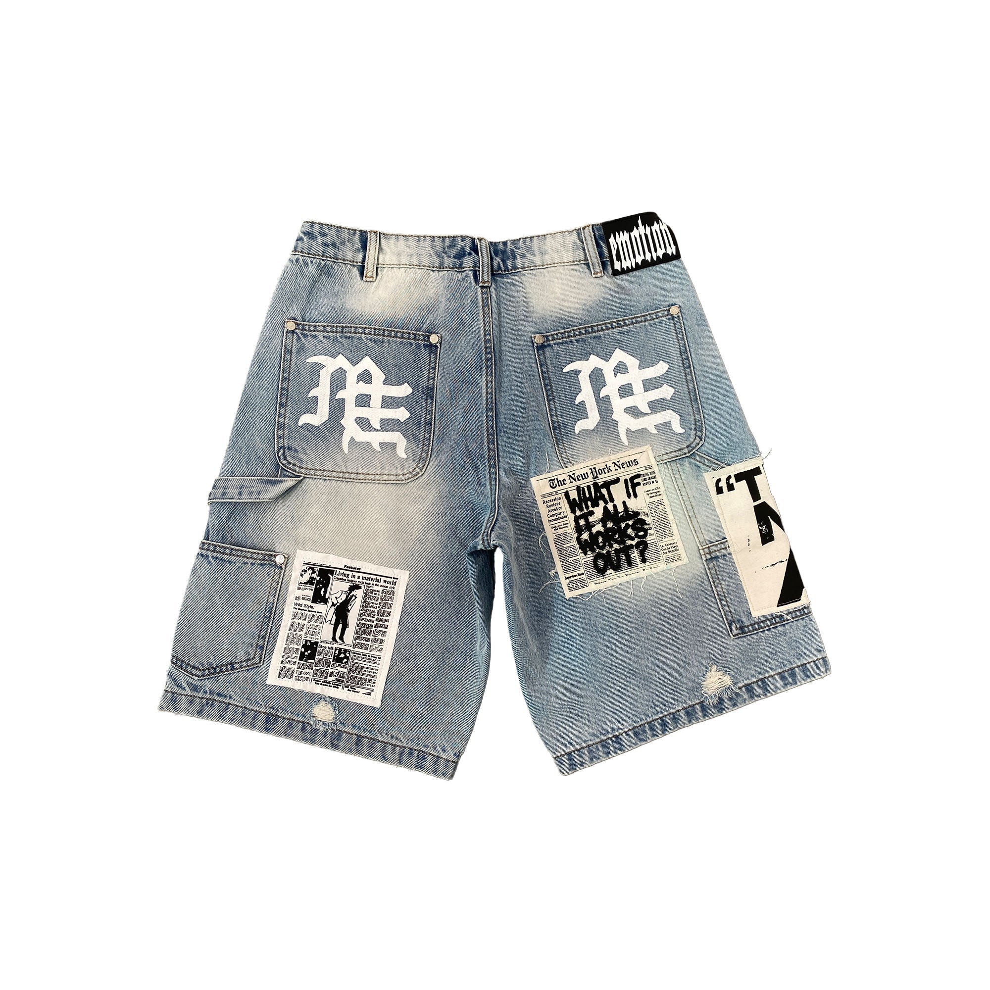 Mixed Emotions　Blue “AI” Denim Shorts
