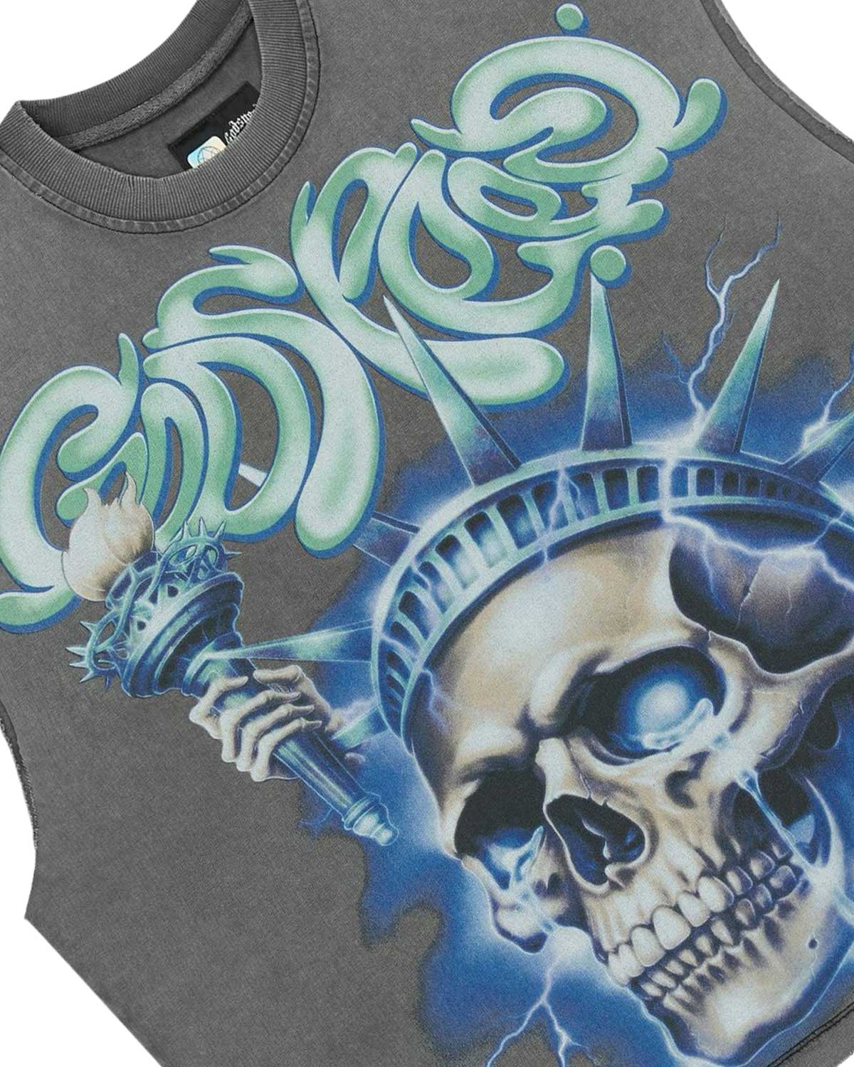 Godspeed Liberty Tears Sleeveless Tee Grey