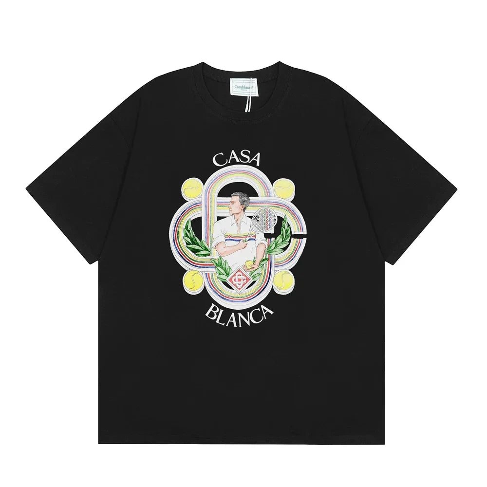 Casablanca Ornate Crest & Figure T-Shirt - Black