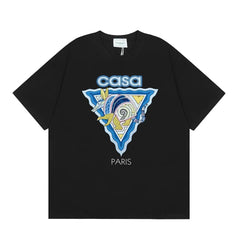 Casablanca Paris Wave & Crocodile Graphic T-Shirt - Black