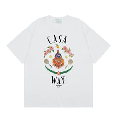 Casablanca "Casa Way" Architectural & Floral T-Shirt - White