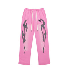 Y2K Street‑Wear Elastic Waist Wide Leg Graphic Sweatpants
